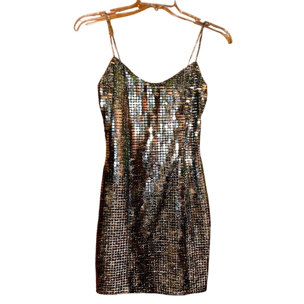 La glo Beyoncé inspired silver sparkle mini homecoming birthday dress 7/8